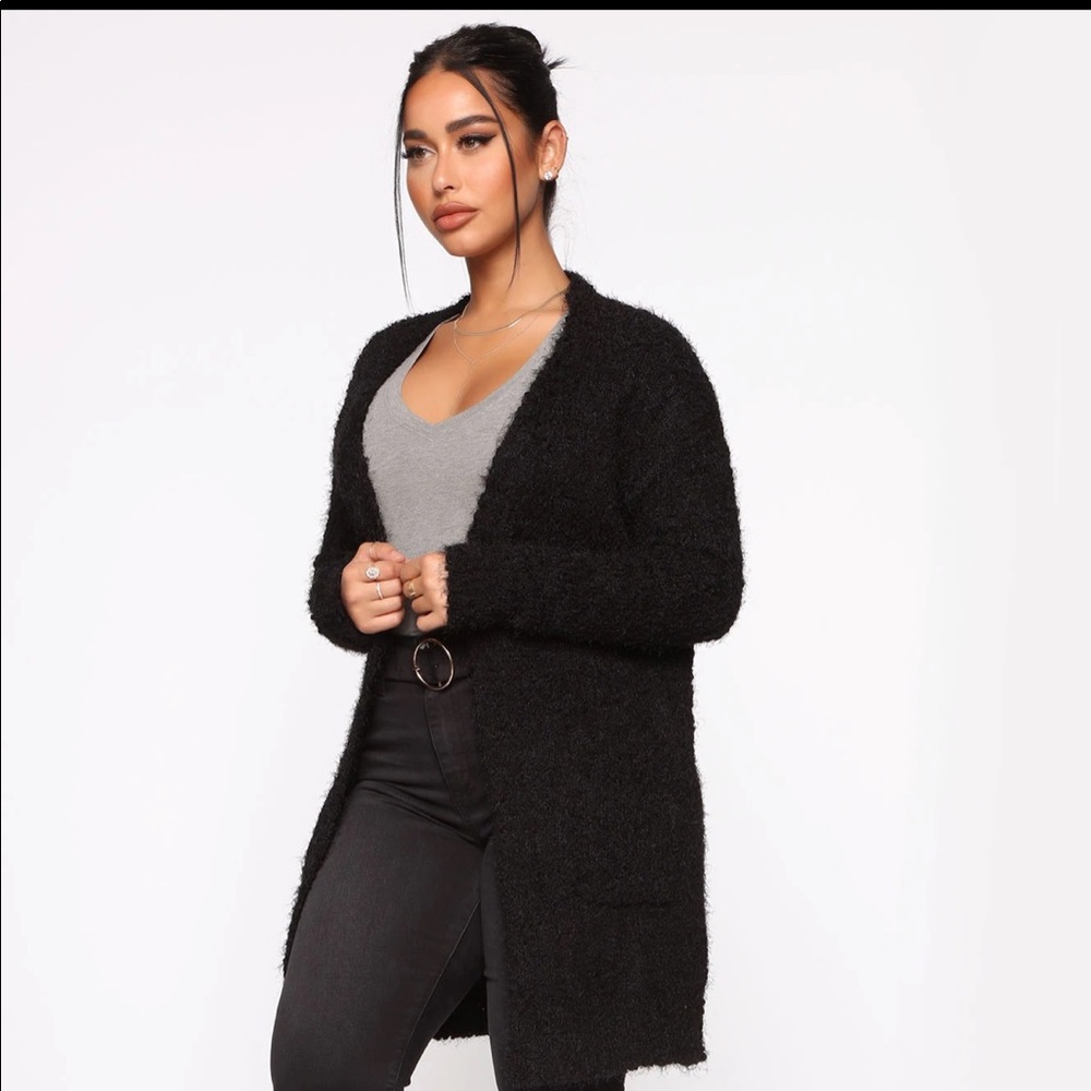 Fashion Nova Never A Dull Moment Cardigan - Black, Size L (NWT)